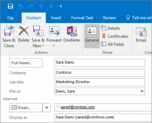 Add a contact in Outlook