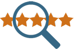reputation icon stars under magnifying glass