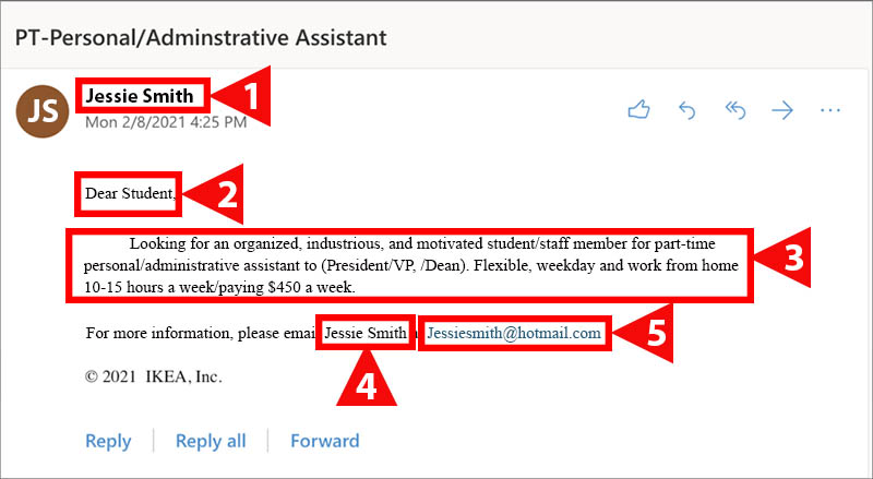 job posting 2 highlights job posting email scam highlights