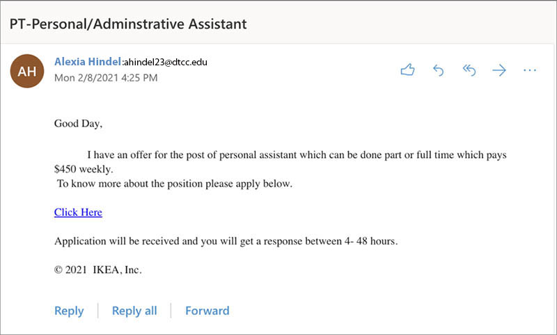 job posting Job posting email scam