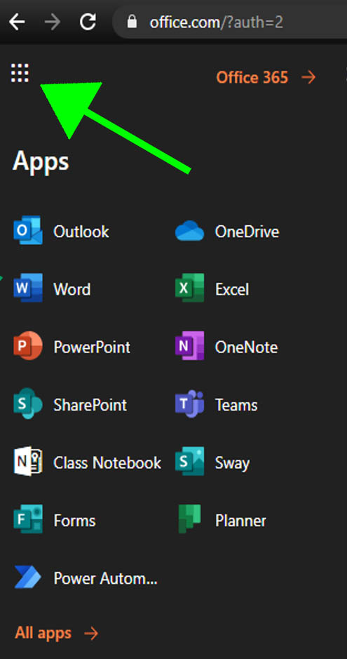 Office 365 Apps Menu