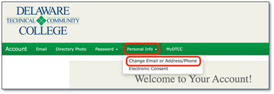 change email or address-phone Changing email or address/phone menu