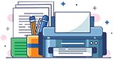 printer-documents-pencils Printer, Documents, and Pencils