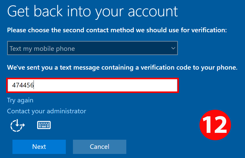 Entering your authentication code Entering your authentication code